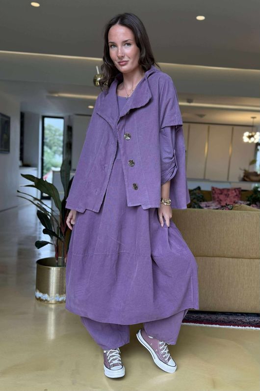 Made in Italy Cooper Needlecord Cocoon Dress Dewberry